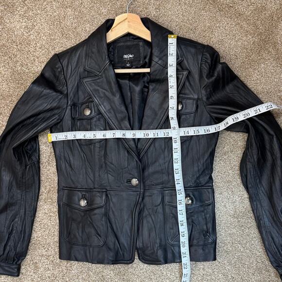 NWT Mossimo Genuine Black Leather One Button Jacket Deadstock Y2K 90s Vintage S - Picture 10 of 10